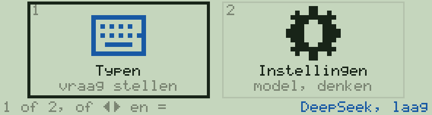 Het AI-menu op het scherm.